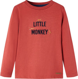 vidaXL-Kindershirt-met-lange-mouwen-aapjesprint-140-roodbruin
