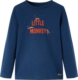 vidaXL-Kindershirt-met-lange-mouwen-aapjesprint-92-marineblauw