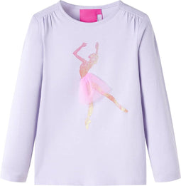 vidaXL-Kindershirt-met-lange-mouwen-ballerinaprint-104-lichtlila