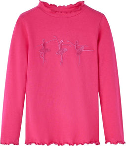vidaXL-Kindershirt-met-lange-mouwen-ballerinaprint-128-felroze