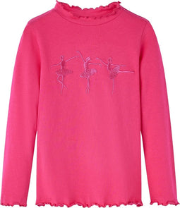 vidaXL-Kindershirt-met-lange-mouwen-ballerinaprint-92-felroze