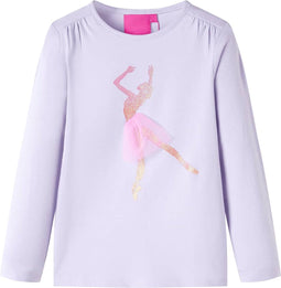 vidaXL-Kindershirt-met-lange-mouwen-ballerinaprint-92-lichtlila
