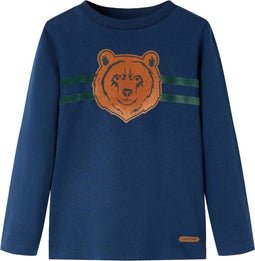 vidaXL-Kindershirt-met-lange-mouwen-berenprint-104-marineblauw