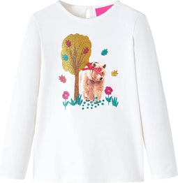 vidaXL-Kindershirt-met-lange-mouwen-berenprint-128-ecru