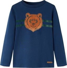 vidaXL-Kindershirt-met-lange-mouwen-berenprint-140-marineblauw