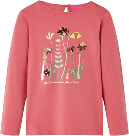 vidaXL-Kindershirt-met-lange-mouwen-bloemenprint-116-oudroze