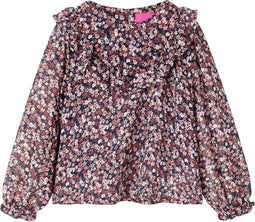 vidaXL-Kindershirt-met-lange-mouwen-bloemenprint-140-donkerroze