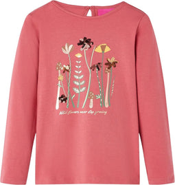 vidaXL-Kindershirt-met-lange-mouwen-bloemenprint-140-oudroze
