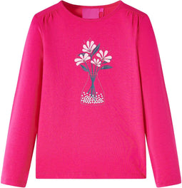 vidaXL-Kindershirt-met-lange-mouwen-bloemenprint-92-felroze