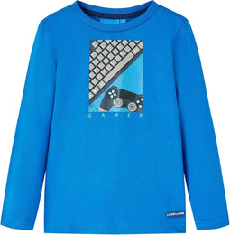 vidaXL-Kindershirt-met-lange-mouwen-controllerprint-140-kobaltblauw