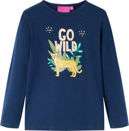 vidaXL-Kindershirt-met-lange-mouwen-dierenprint-104-marineblauw