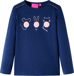 vidaXL-Kindershirt-met-lange-mouwen-dierenprint-104-marineblauw