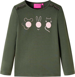 vidaXL-Kindershirt-met-lange-mouwen-dierenprint-116-kakikleurig
