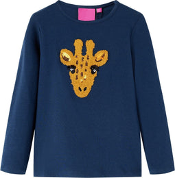 vidaXL-Kindershirt-met-lange-mouwen-dierenprint-116-marineblauw