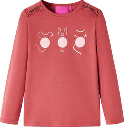 vidaXL-Kindershirt-met-lange-mouwen-dierenprint-128-rozebruin