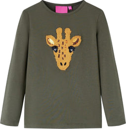 vidaXL-Kindershirt-met-lange-mouwen-dierenprint-140-kakikleurig