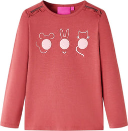 vidaXL-Kindershirt-met-lange-mouwen-dierenprint-140-rozebruin