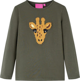 vidaXL-Kindershirt-met-lange-mouwen-dierenprint-92-kakikleurig