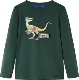 vidaXL-Kindershirt-met-lange-mouwen-dinosaurusprint-104-donkergroen
