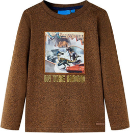 vidaXL-Kindershirt-met-lange-mouwen-dinosaurusprint-104-gemêleerd-cognackleur