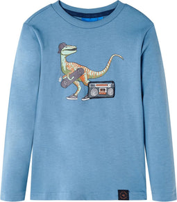 vidaXL-Kindershirt-met-lange-mouwen-dinosaurusprint-104-medium-blauw