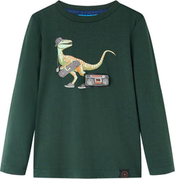vidaXL-Kindershirt-met-lange-mouwen-dinosaurusprint-116-donkergroen
