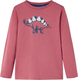 vidaXL-Kindershirt-met-lange-mouwen-dinosaurusprint-116-donkerrood