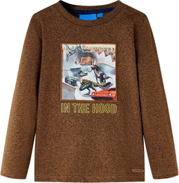 vidaXL-Kindershirt-met-lange-mouwen-dinosaurusprint-116-gemêleerd-cognackleur