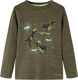 vidaXL-Kindershirt-met-lange-mouwen-dinosaurusprint-116-gemêleerd-kakikleurig