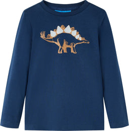 vidaXL-Kindershirt-met-lange-mouwen-dinosaurusprint-128-marineblauw