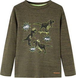 vidaXL-Kindershirt-met-lange-mouwen-dinosaurusprint-92-gemêleerd-kakikleurig