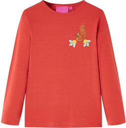 vidaXL-Kindershirt-met-lange-mouwen-eekhoornprint-128-roodbruin
