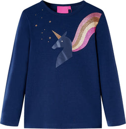vidaXL-Kindershirt-met-lange-mouwen-eenhoorn-92-marineblauw