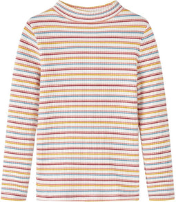 vidaXL-Kindershirt-met-lange-mouwen-en-lage-col-116-gestreept-ecru
