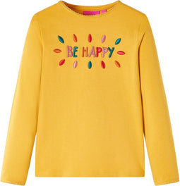 vidaXL-Kindershirt-met-lange-mouwen-en-woorden-in-3D-104-donkerokerkleurig