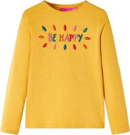 vidaXL-Kindershirt-met-lange-mouwen-en-woorden-in-3D-116-donkerokerkleurig