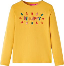 vidaXL-Kindershirt-met-lange-mouwen-en-woorden-in-3D-128-donkerokerkleurig