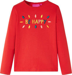 vidaXL-Kindershirt-met-lange-mouwen-en-woorden-in-3D-128-rood