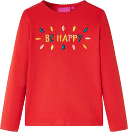 vidaXL-Kindershirt-met-lange-mouwen-en-woorden-in-3D-140-rood