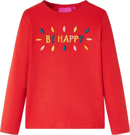vidaXL-Kindershirt-met-lange-mouwen-en-woorden-in-3D-92-rood