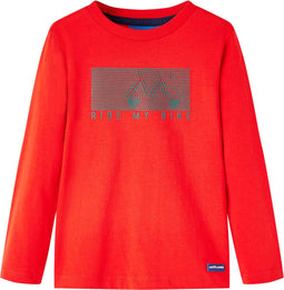 vidaXL-Kindershirt-met-lange-mouwen-fietsprint-104-rood