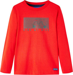 vidaXL-Kindershirt-met-lange-mouwen-fietsprint-116-rood