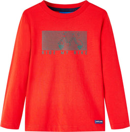 vidaXL-Kindershirt-met-lange-mouwen-fietsprint-128-rood