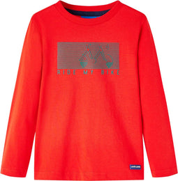 vidaXL-Kindershirt-met-lange-mouwen-fietsprint-92-rood
