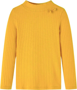 vidaXL-Kindershirt-met-lange-mouwen-geribd-140-donker-okerkleurig