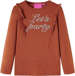 vidaXL-Kindershirt-met-lange-mouwen-glitterprint-128-cognackleurig