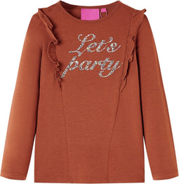 vidaXL-Kindershirt-met-lange-mouwen-glitterprint-140-cognackleurig