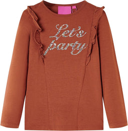 vidaXL-Kindershirt-met-lange-mouwen-glitterprint-92-cognackleurig