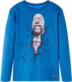vidaXL-Kindershirt-met-lange-mouwen-gorillaprint-104-petrol
