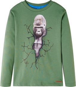 vidaXL-Kindershirt-met-lange-mouwen-gorillaprint-116-lichtkakikleurig